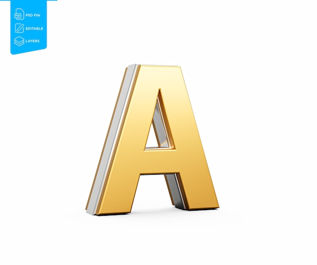 Golden Capital Letter A Gleams With Sleek Modern Design Bold Font With Sharp Edges 3D Illustration