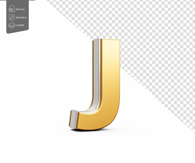 Golden Capital Letter J Gleams With Sleek Modern Design Bold Font With Sharp Edges 3D Illustration