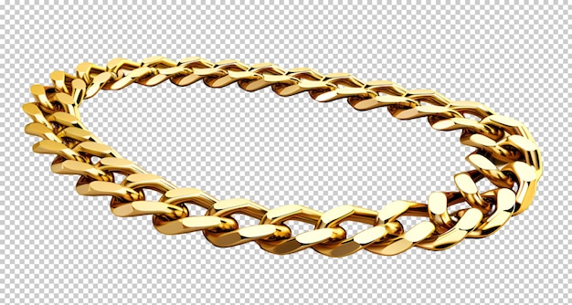 golden chain bracelet on isolated transparent background