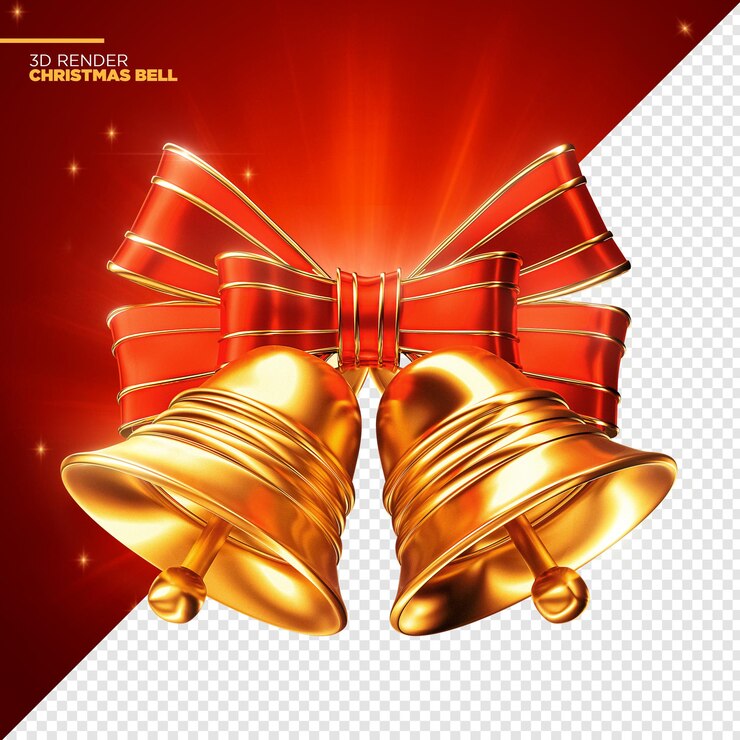 ゴールデンクリスマスベル3Dレンダリングが分離されました
