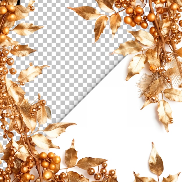 PSD golden christmas garland isolated on transparent background