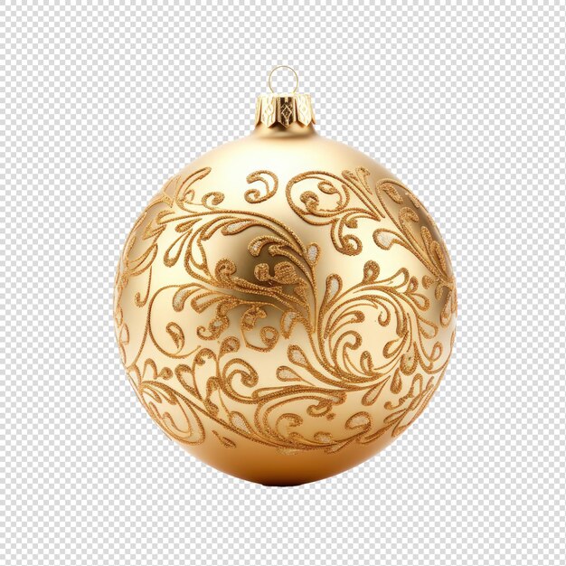 PSD golden christmass ball with ornament decoration background png transparent