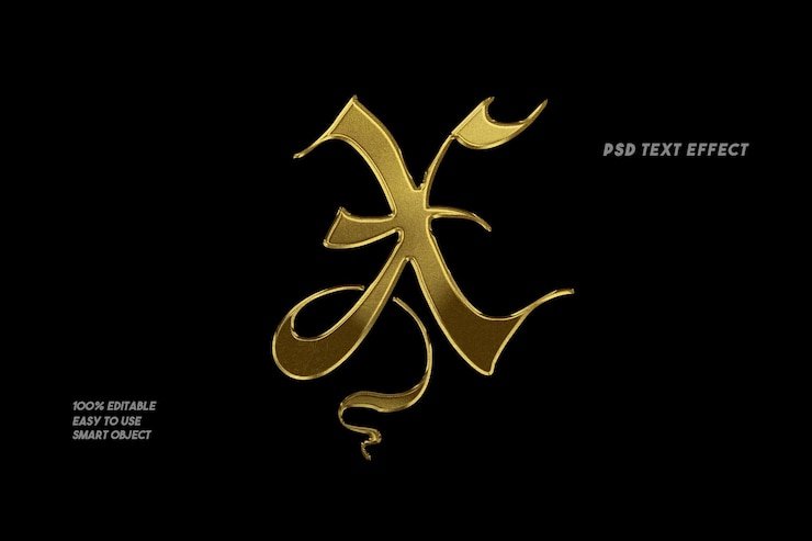 PSD golden chrome text effect