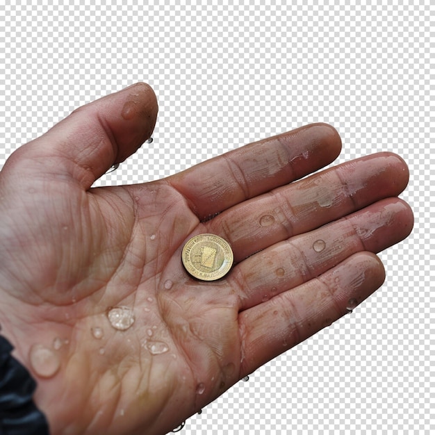 A golden coin isolated on transparent background one cent day