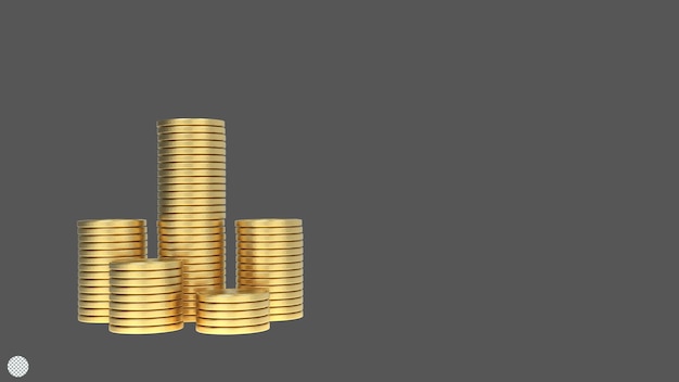 Golden coin stacks 3d illustration for business transaction finance economic currency