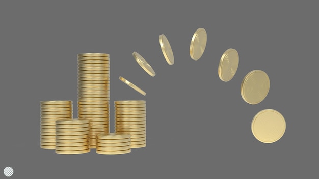 PSD golden coin stacks 3d illustration for business transaction finance economic currency