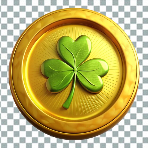 PSD golden coin with clover icon