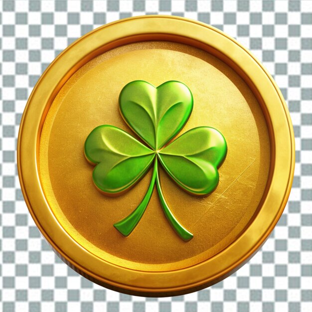 PSD golden coin with clover icon