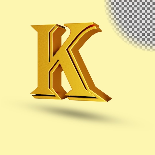 PSD golden color metallic glossy letter 3d rendering