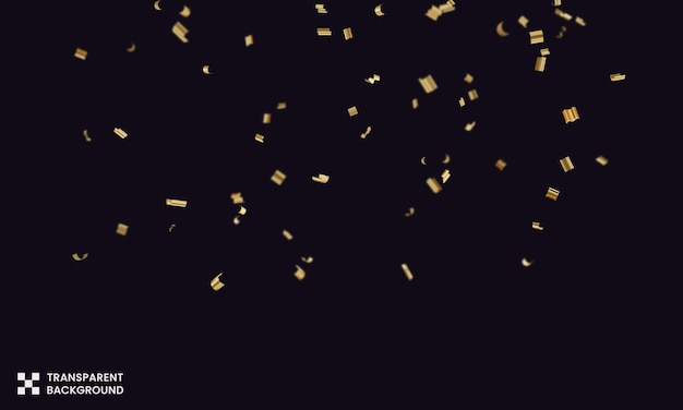 PSD golden confetti isolated