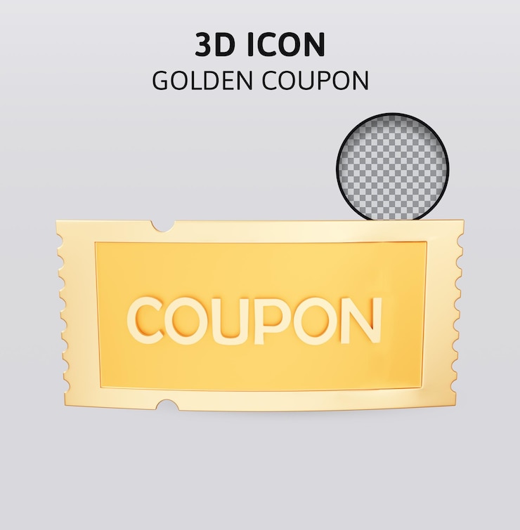 PSD 황금 쿠폰 3d 렌더링 그림