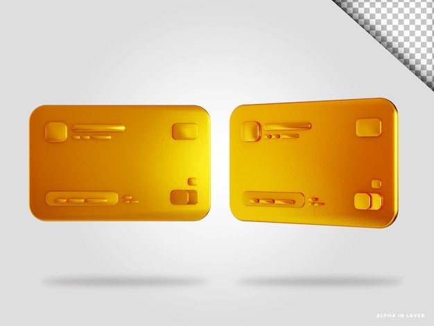 Golden credit card  3d render illustration isolated