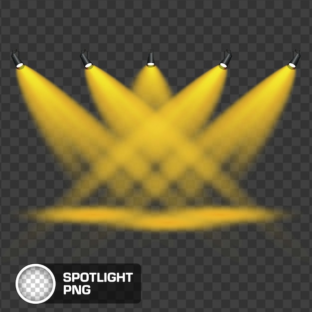 Golden Cross Spotlight PNG Intense Stage Lighting Overlay with Transparent Background