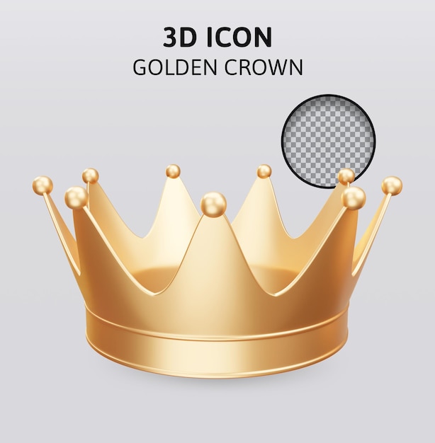 PSD golden crown 3d rendering illustration