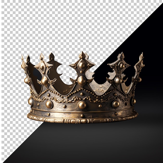 Golden crown on gray background