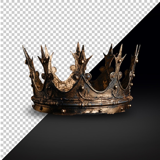 Golden crown on gray background