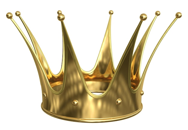 PSD golden crown isolated on transparent background