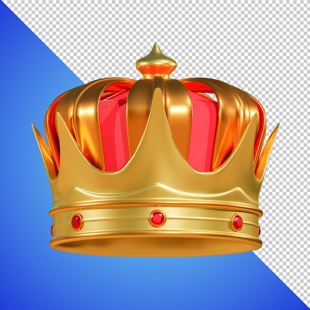 Golden crown with gem 3d rendering isolated