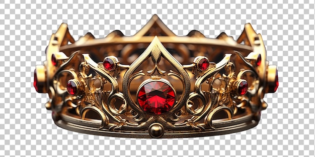 PSD golden crown with red stones wedding ring png