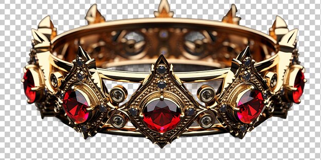 PSD golden crown with red stones wedding ring png