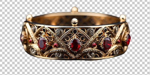 golden crown with red stones wedding ring png