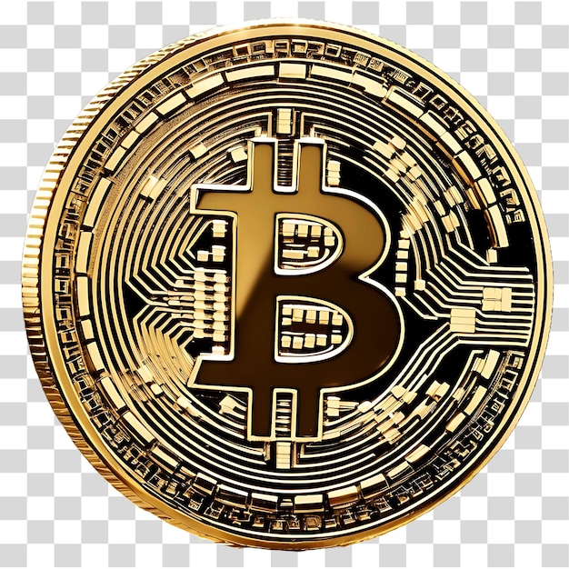 PSD golden cryptocurrency bitcoin on a transparent background ai generated