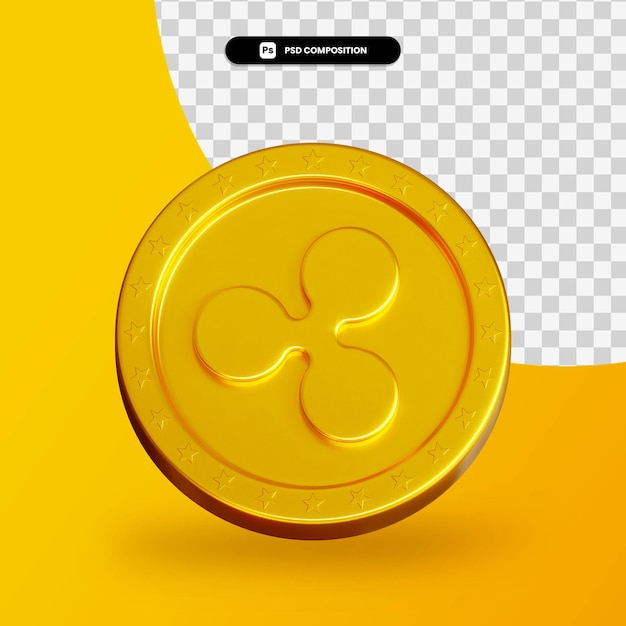 Golden cryptocurrency coin 3d rendering isolated