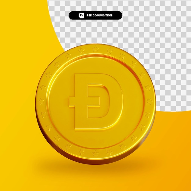 Golden cryptocurrency coin 3d rendering isolated