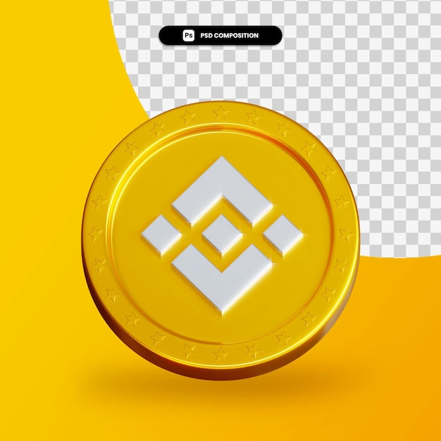 Golden cryptocurrency coin 3d rendering isolated