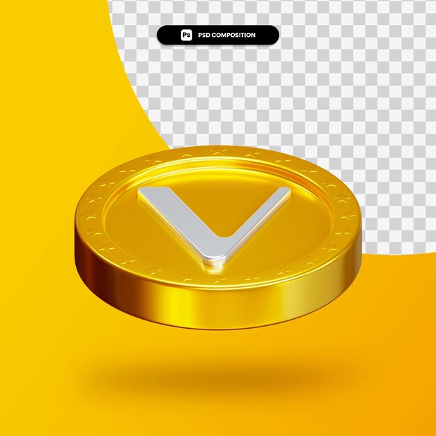 PSD golden cryptocurrency coin 3d rendering isolated