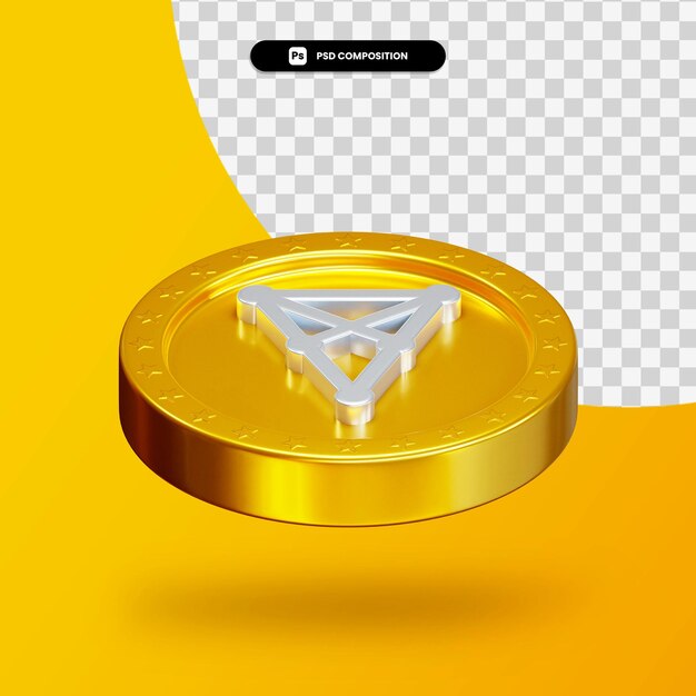 Golden cryptocurrency coin 3d rendering isolated