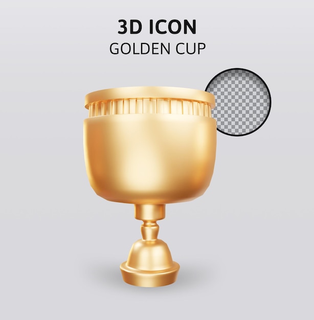 PSD golden cup 3d rendering illustration