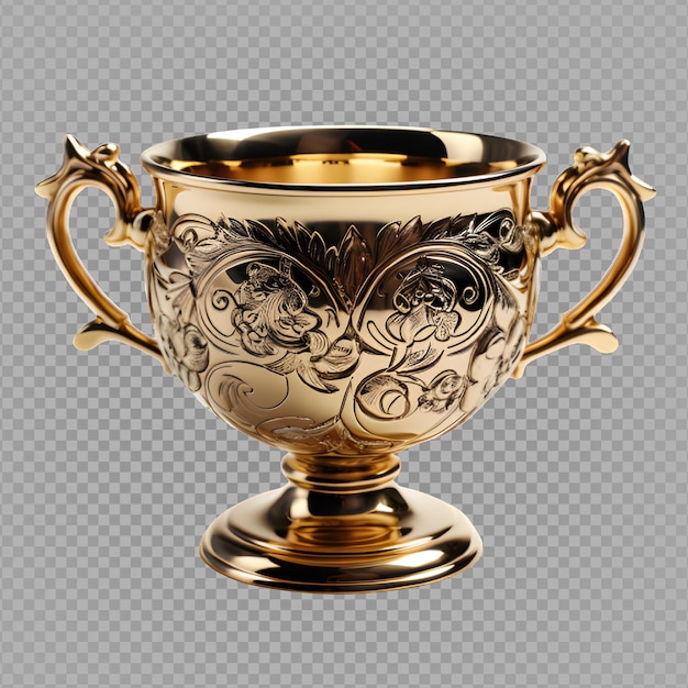 Trofeo coppa d'oro isolato su sfondo trasparente trofeo premio ritagliato png ai generativi