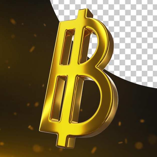 PSD golden currency sign baht 3d render