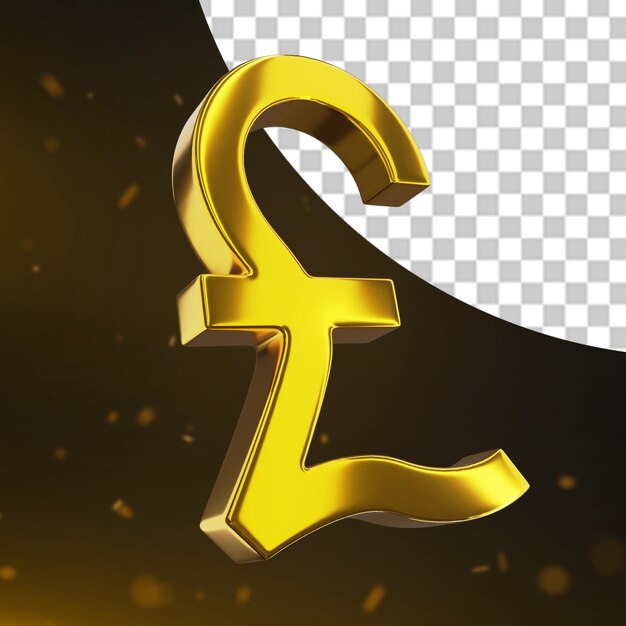 PSD golden currency sign pound 3d render