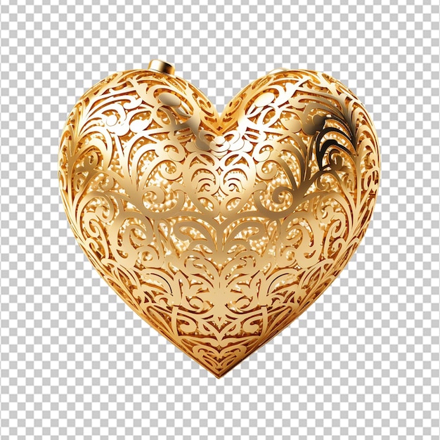 PSD golden decoration heart isolated on white background