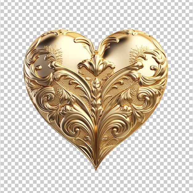 Golden decoration heart isolated on white background