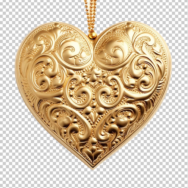 PSD golden decoration heart png