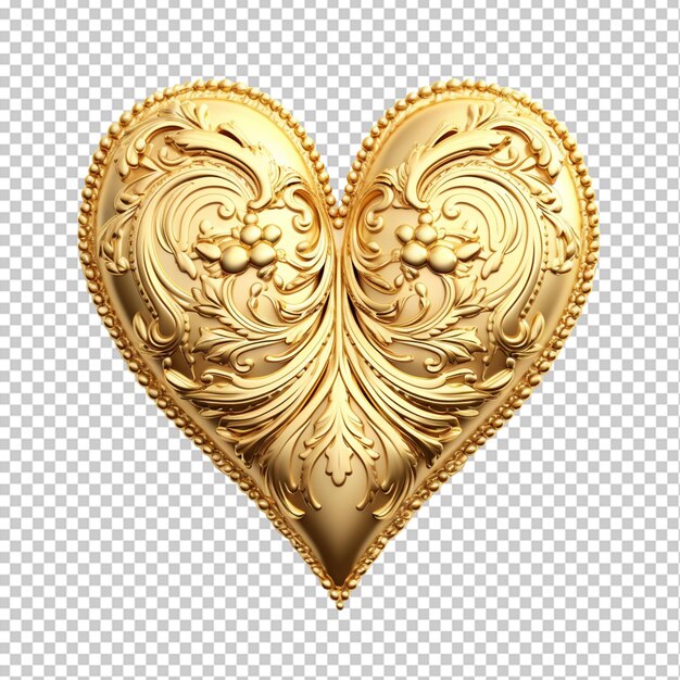 PSD golden decoration heart png