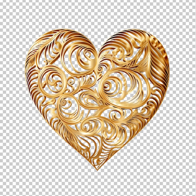 PSD golden decoration heart png