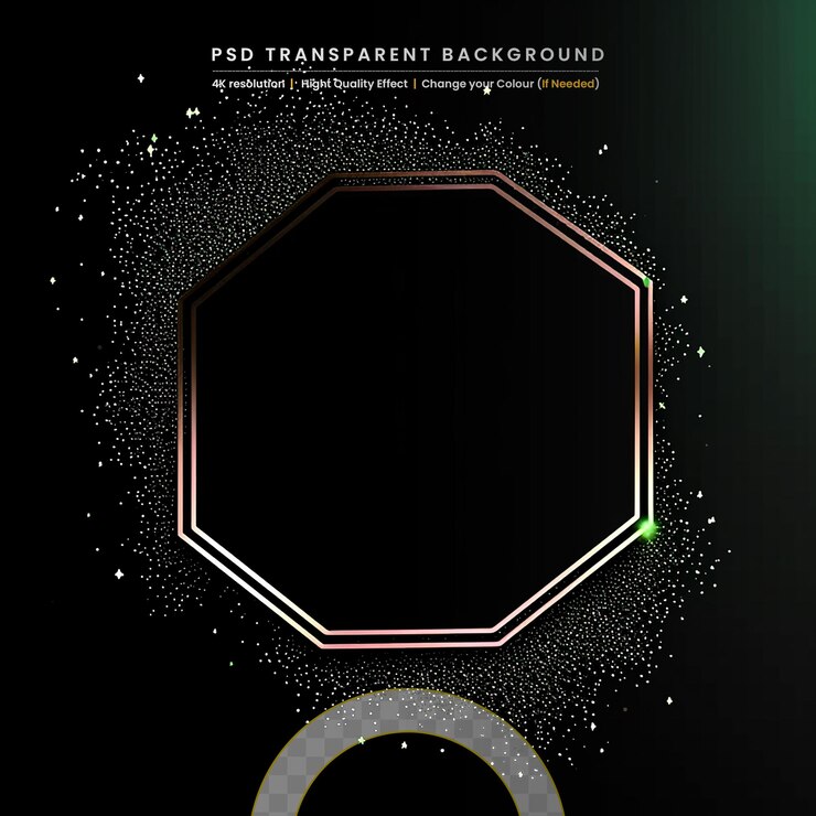 PSD golden decorative frame on transparent background
