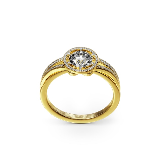 Golden diamond ring transparent background