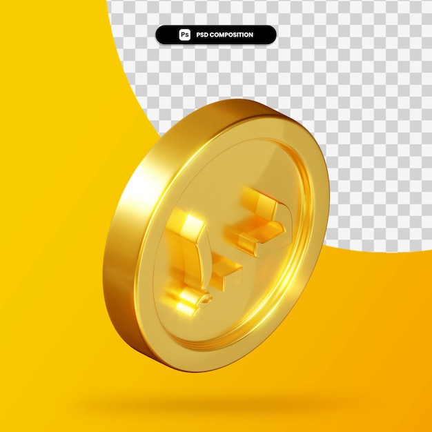 Golden dirham coin 3d rendering isolated