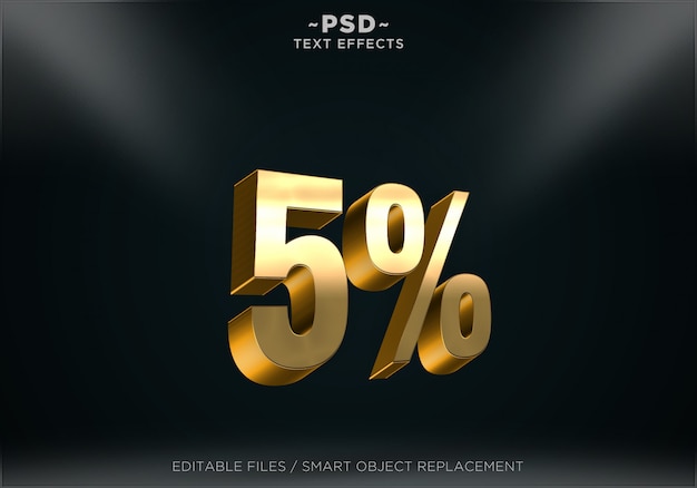 PSD golden discount style редактируемые текстовые эффекты