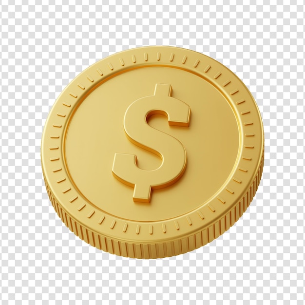 透明な背景に隔離された金ドル硬貨
