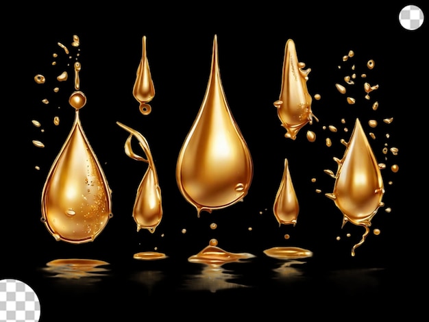 PSD golden drops different shaped png transparent