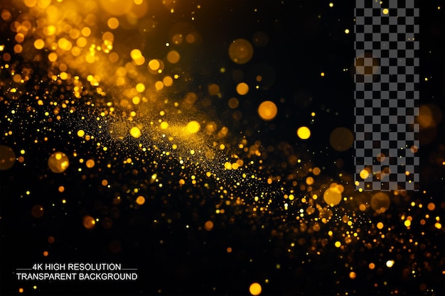 Golden dust light png bokeh lights effect background on transparent background