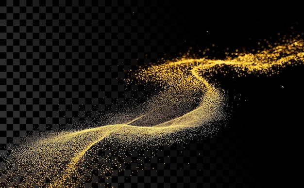 golden dust trail on transparent background