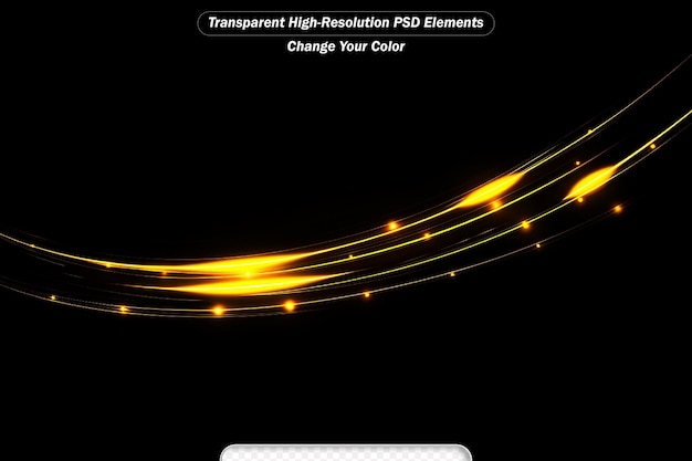 PSD 金色のダイナミックなライトとフライングスパークの効果のライトライン