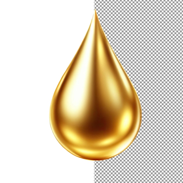 PSD golden elegance 3d droplets of opulence on a clear png canvas